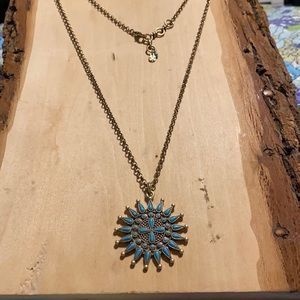 Lucky Brand Turquoise Medallion  Necklace